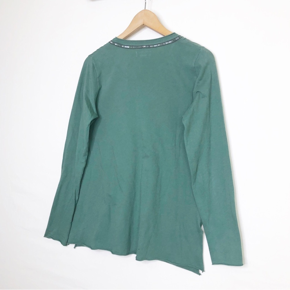 Jigsaw green, long sleeve, V-neck embellish T-shirt - Picture 5 of 7